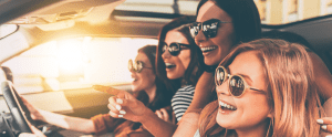 Group driving to a festival